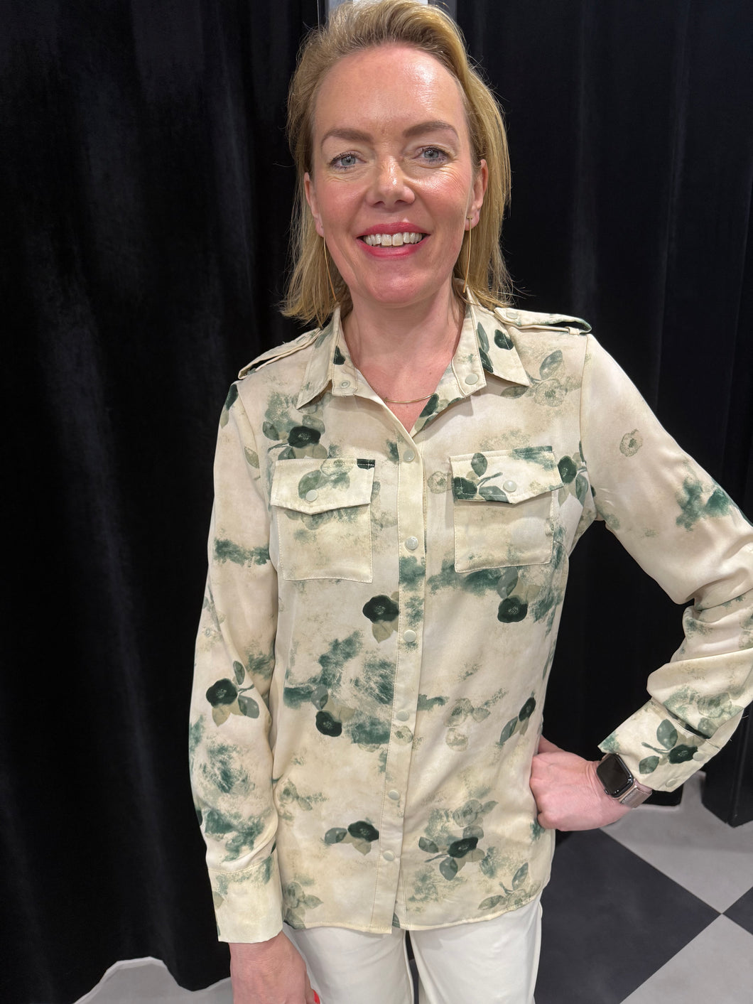 Olive Silk Feel Shirt - chichappensboutique