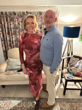 Load image into Gallery viewer, Ruched Abstract Floral Dress (Burgundy &amp; Blush)