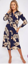 Load image into Gallery viewer, Navy Palm Print Midi - chichappensboutique