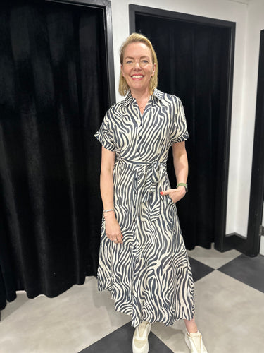 Zebra A-line Shirt Dress - chichappensboutique