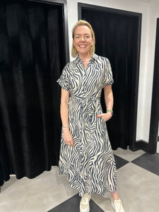 Zebra A-line Shirt Dress