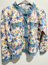 Load image into Gallery viewer, Denim Edged Floral Cardigan