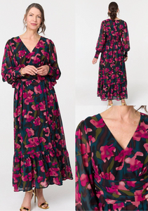 Petrol Rose Maxi Dress - chichappensboutique