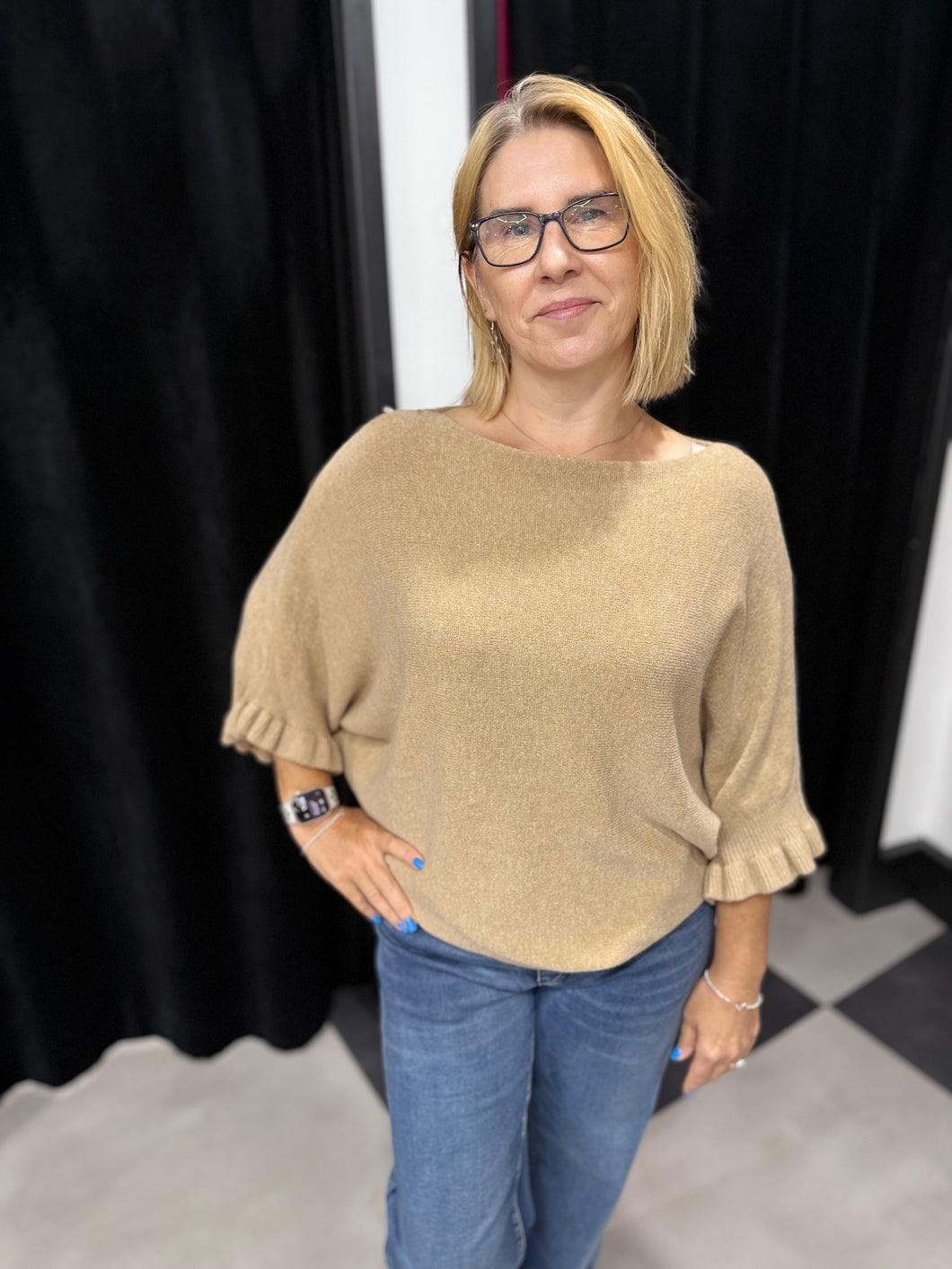 Frill Sleeve Detail Batwing Knit (various colours) - chichappensboutique