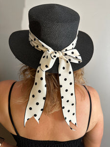 Emily Straw Polka Trim Hat (various colours) - chichappensboutique