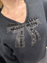 Load image into Gallery viewer, Pearl Detail Bow Knit (various colours)