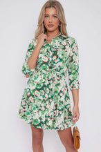 Load image into Gallery viewer, Sarah Mini Shirt Dress (Green &amp; Pink) - chichappensboutique