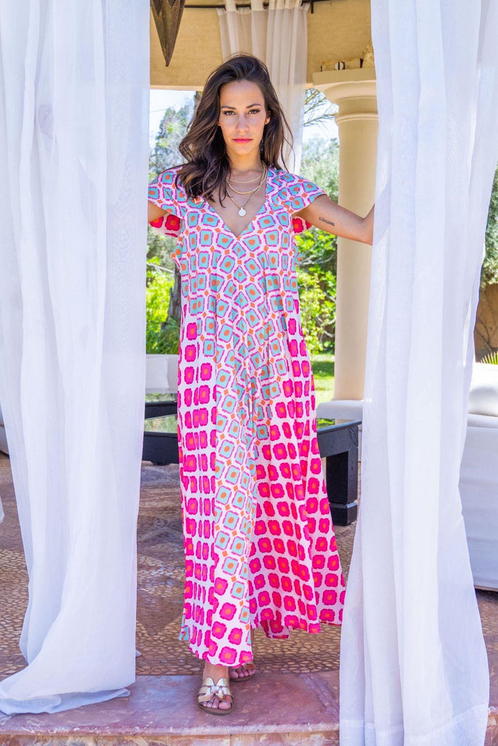 New Sorrento Maxi (pink and turquoise) - chichappensboutique