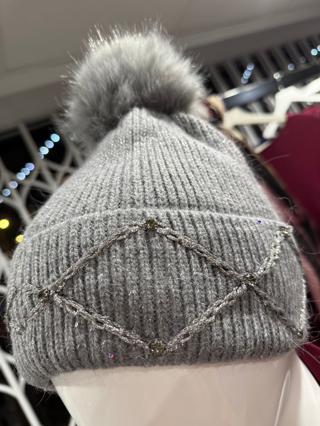 Diamanté Jewel Bobble Hat (various colours)
