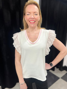 Frill Detail Sleeve Top (various colours) - chichappensboutique
