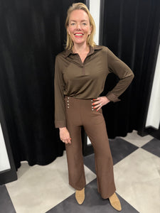Military Style Trousers (Chocolate) - chichappensboutique