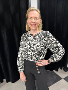Monochrome Linen Feel Blouse - chichappensboutique