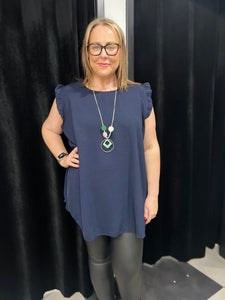 Extra Chic Longline Frill Sleeve Top (various colours) - chichappensboutique