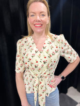 Load image into Gallery viewer, Roses Peplum Tie Front Top - chichappensboutique
