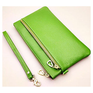 Leather Double Zip Clutch (various colours)