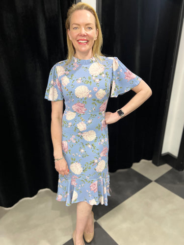Blue Peony Midi Tea Dress - chichappensboutique