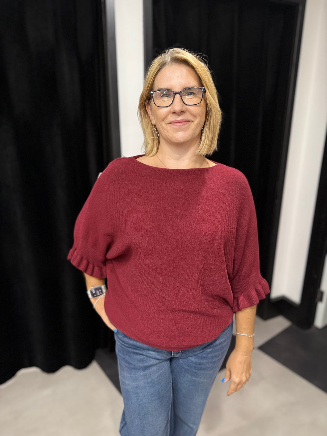 Frill Sleeve Detail Batwing Knit (various colours) - chichappensboutique