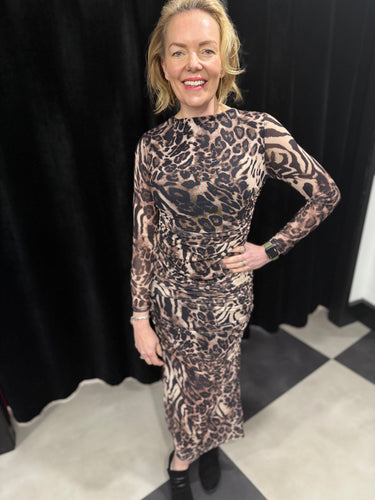 Ruched Animal Print Dress