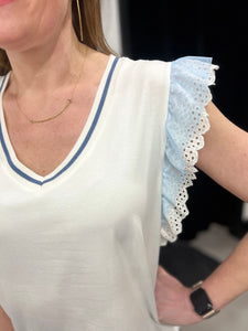 Frill Detail Sleeve Top (various colours) - chichappensboutique