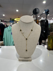 Van cleef inspired black diamanté straight necklace - chichappensboutique