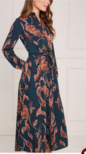 Load image into Gallery viewer, Teal &amp; Chestnut Floral Maxi Shirt Dress - chichappensboutique