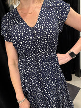 Load image into Gallery viewer, Navy Spot Maxi Gypsy Dress - chichappensboutique