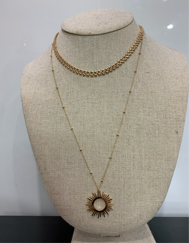 Sunburst 2 Layer Necklace (Gold) - chichappensboutique
