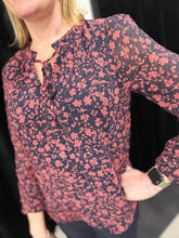 Load image into Gallery viewer, Autumn Blossom Blouse (Navy &amp; Rust) - chichappensboutique