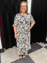 Load image into Gallery viewer, Mono Floral Maxi Shirt Dress - chichappensboutique