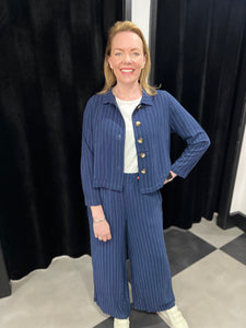 Navy Pinstripe Lightweight Shacket - chichappensboutique