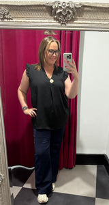 Extra Chic Brooch Frill Top (various colours) - chichappensboutique