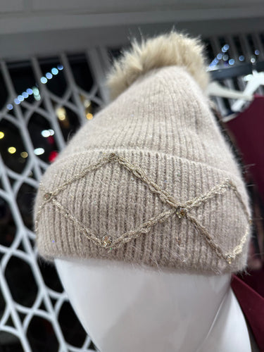 Diamanté Jewel Bobble Hat (various colours)