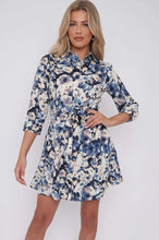 Load image into Gallery viewer, Sarah Mini Shirt Dress (Blues &amp; Blush) - chichappensboutique