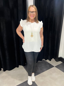 Extra Chic Frill Cap Sleeve Top (various colours) - chichappensboutique
