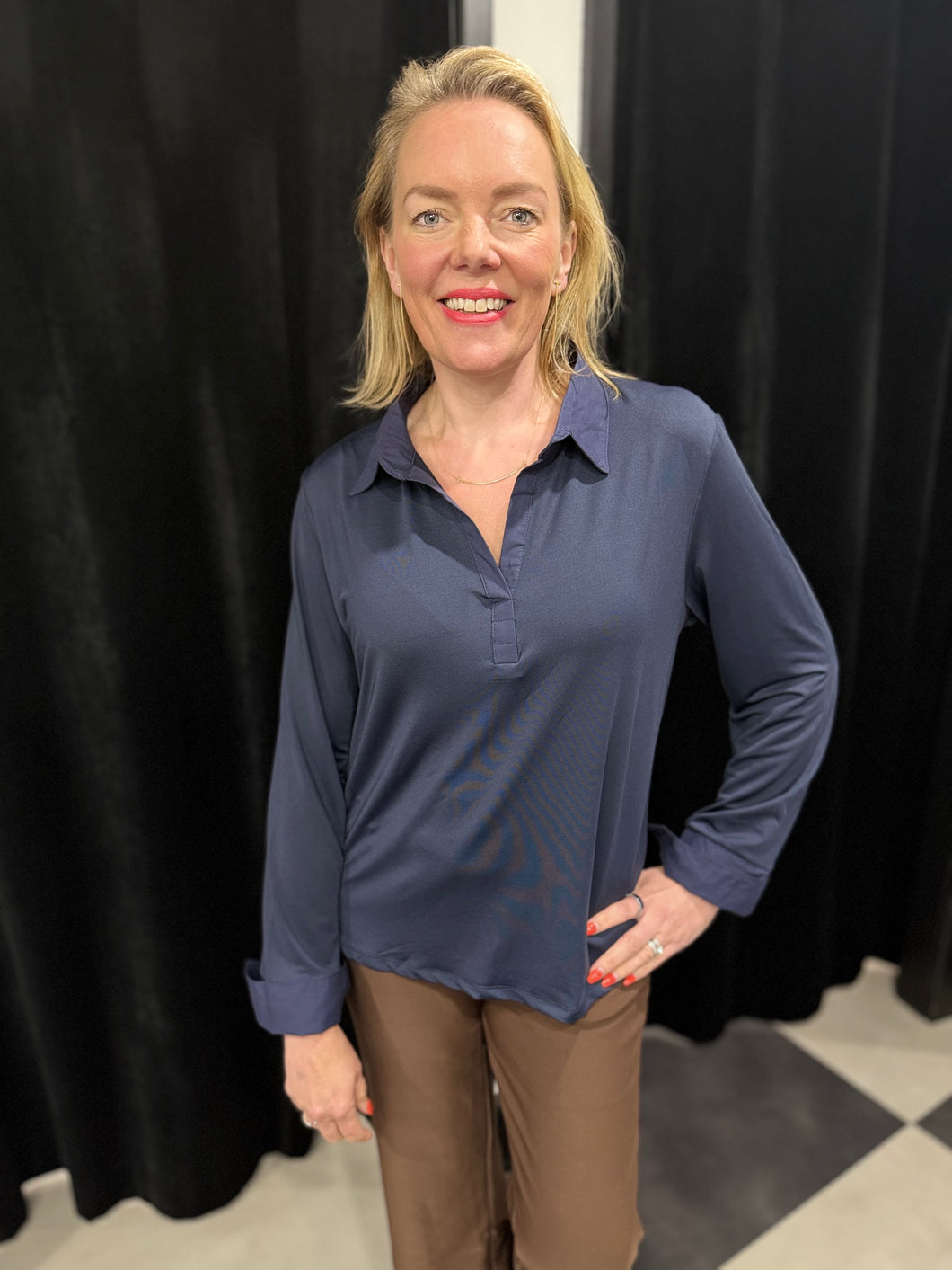 Soft Microfibre Layering Top (navy) - chichappensboutique