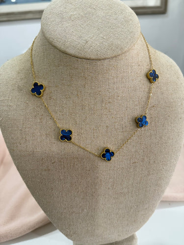5 Clover Necklace - Blue - chichappensboutique