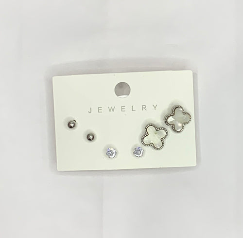 Clover Cleef Earrings Set (silver) - chichappensboutique