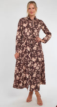 Load image into Gallery viewer, Floral Sepia Maxi Shirt Dress