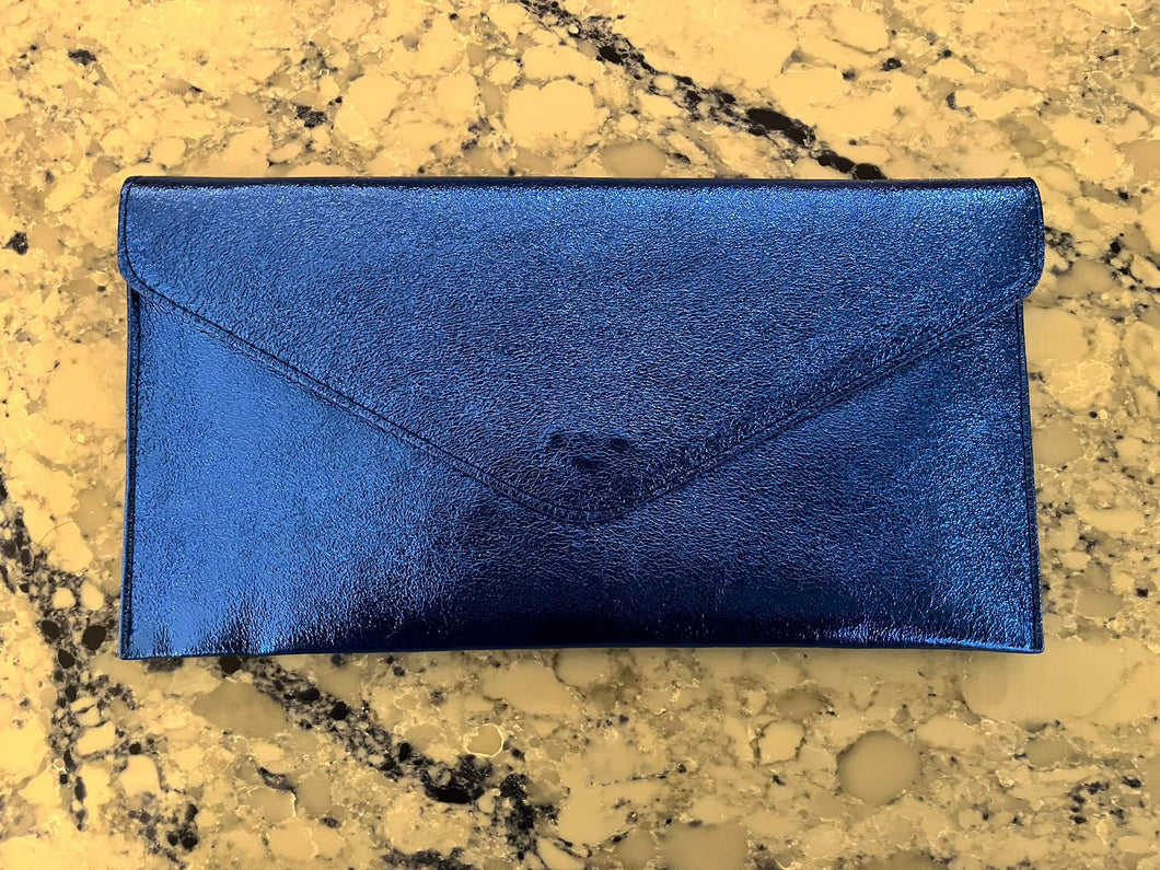 Metallic Blue Envelope Style Bag - chichappensboutique