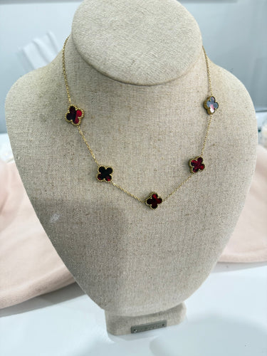 5 Clover Necklace - Red - chichappensboutique