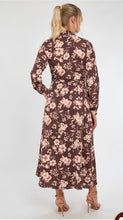 Load image into Gallery viewer, Floral Sepia Maxi Shirt Dress