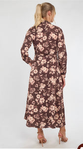 Floral Sepia Maxi Shirt Dress