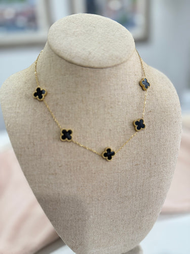 5 Clover Necklace - Black - chichappensboutique