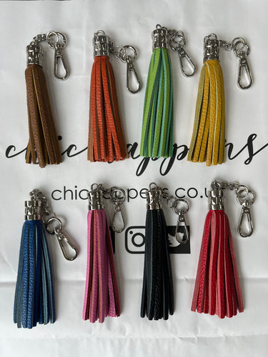 Leather Tassel Keyring Pendant (various colours) - chichappensboutique