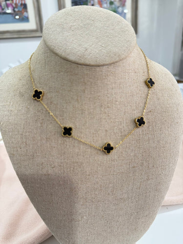 5 Mini Clover Necklace - Black - chichappensboutique