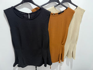 Pinch Pleat Sleeveless Top (various colours) - chichappensboutique