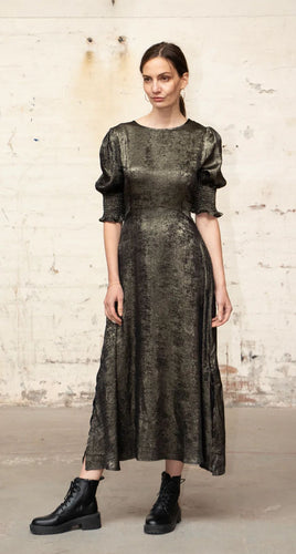 Metallic Gold Tea Dress - chichappensboutique