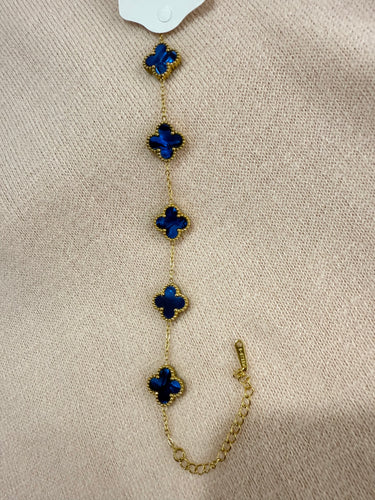 5 Clover Bracelet- Blue - chichappensboutique