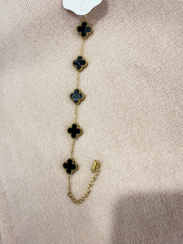 5 Clover Bracelet - Black - chichappensboutique