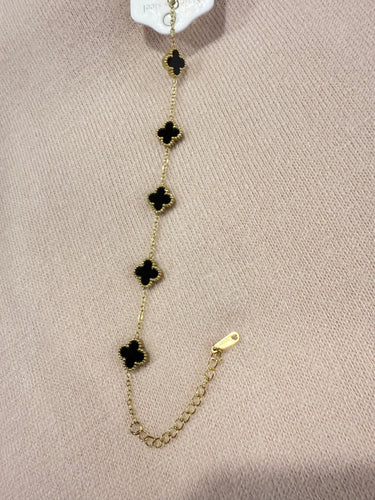 5 Mini Clover Bracelet- Black - chichappensboutique